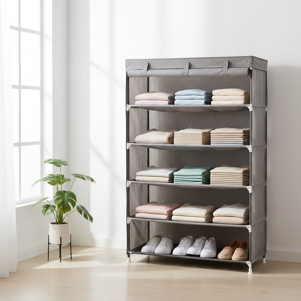 Wardrobe organizer in modern bedroom